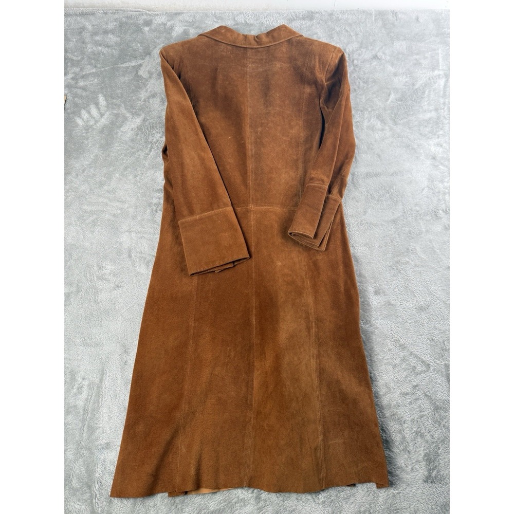 Wilsons Leather Pelle Studio Suede Duster Coat Women's S Cognac  Button Front - Picture 3 of 4